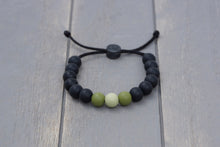 Load image into Gallery viewer, Black and army green ombre adjustable silicone bead bracelet
