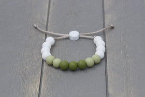 Army green ombre adjustable silicone bead bracelet