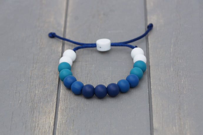 blue ombre adjustable silicone bead bracelet