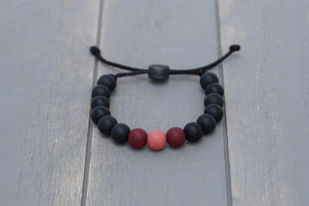black and Burgundy ombre adjustable silicone bead bracelet