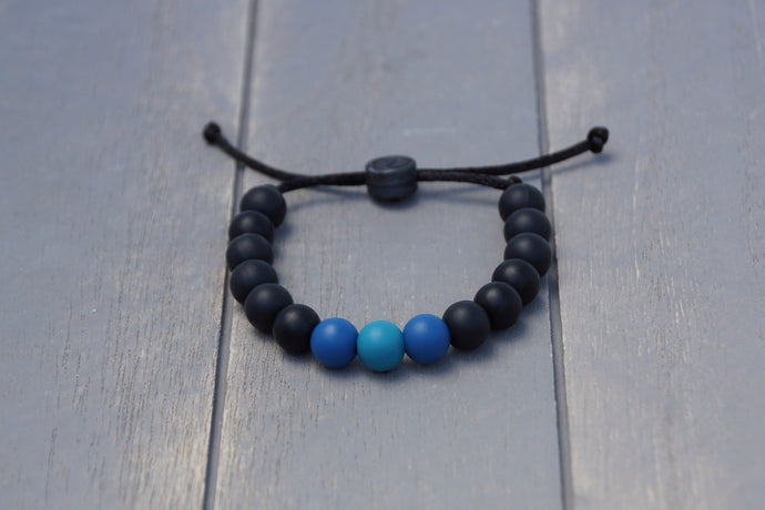 black and blue ombre adjustable silicone bead bracelet