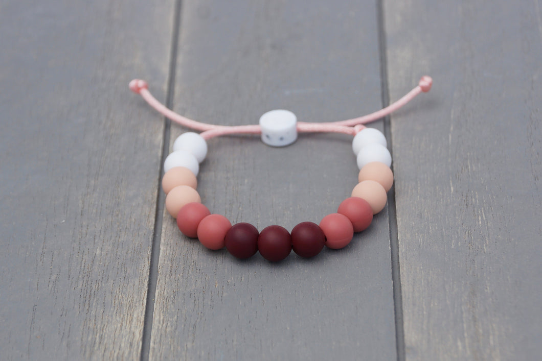 rose ombre adjustable silicone bead bracelet