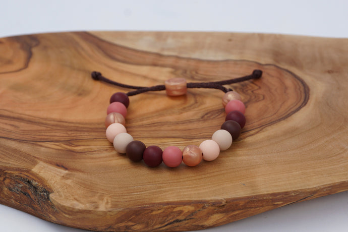 Mixed Fall colours adjustable silicone bead bracelet