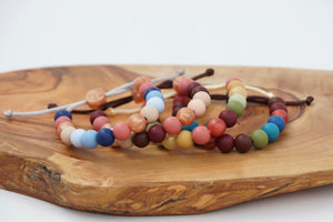 Fall colours adjustable silicone bead bracelets