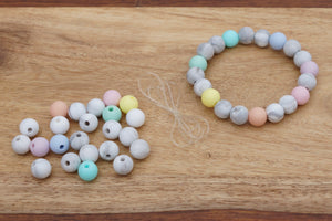 pastel  and marble silicone bead bracelet kit
