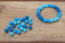 Load image into Gallery viewer, aqua blue silicone bead bracelet kit