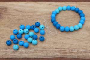 aqua blue silicone bead bracelet kit