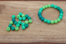 Load image into Gallery viewer, green ombre silicone bead bracelet kit